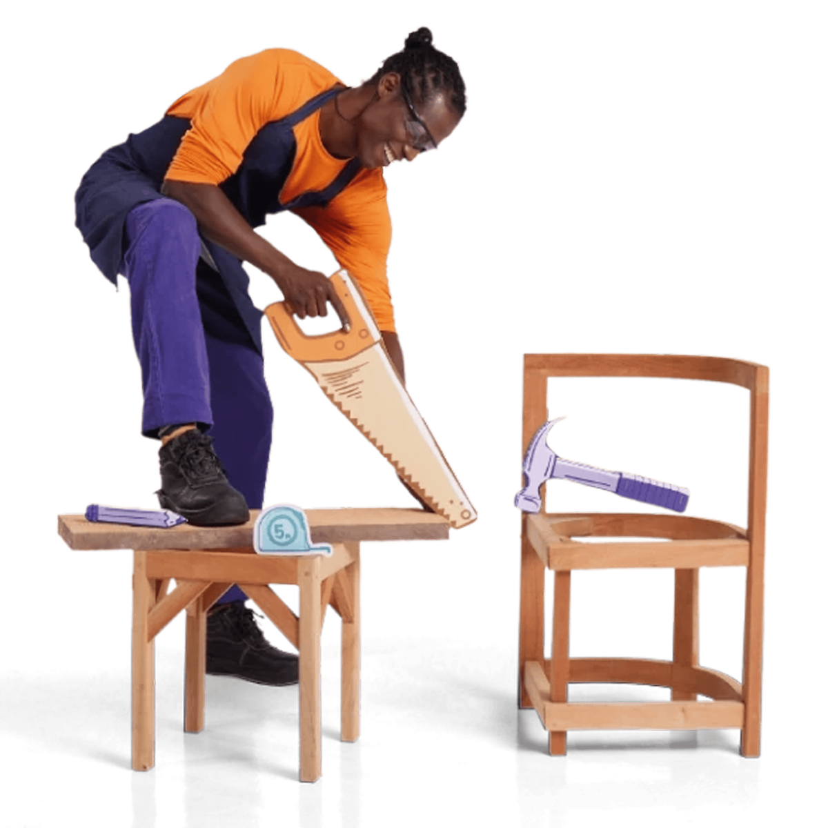 Carpintera trabajando en un proyecto