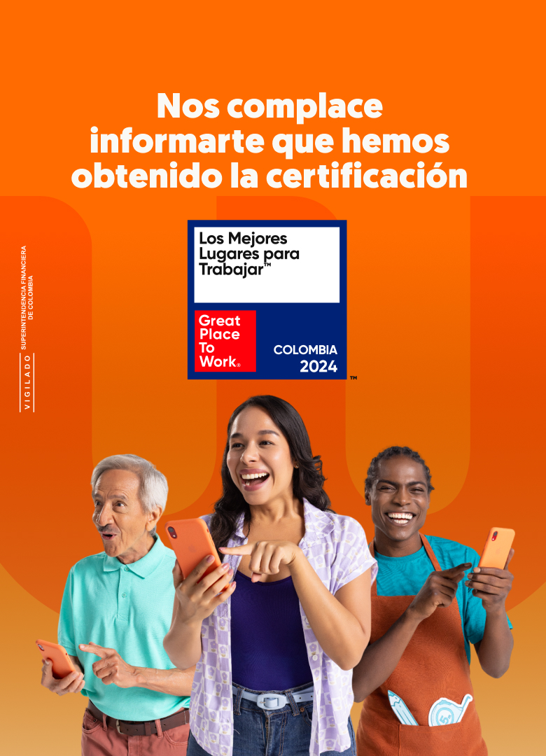 Nos complace informarte que hemos obtenido la certificación. Los mejores lugares para trabajar. Great Place to Work. Colombia 2024